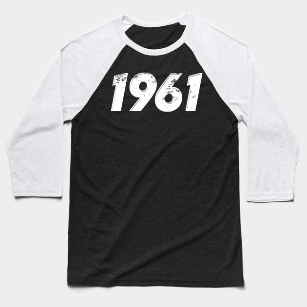 1961 - Vintage Grunge Effect Baseball T-Shirt by j.adevelyn